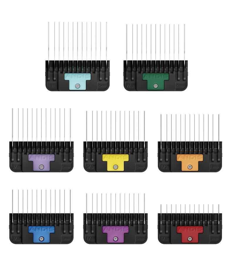 Andis 8-Piece Wide Blade Comb Set – Stainless Steel Grooming Guards for #10W/#30W