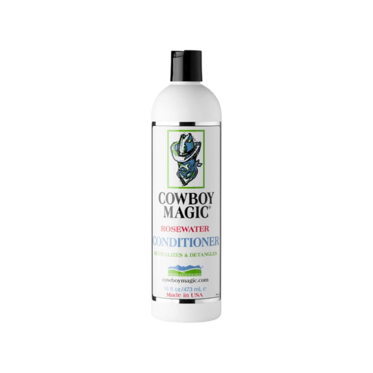 A 16 oz bottle of Cowboy Magic concentrated Detangler & Shine for tackling tangles, knots and mats on horses, dogs and cats