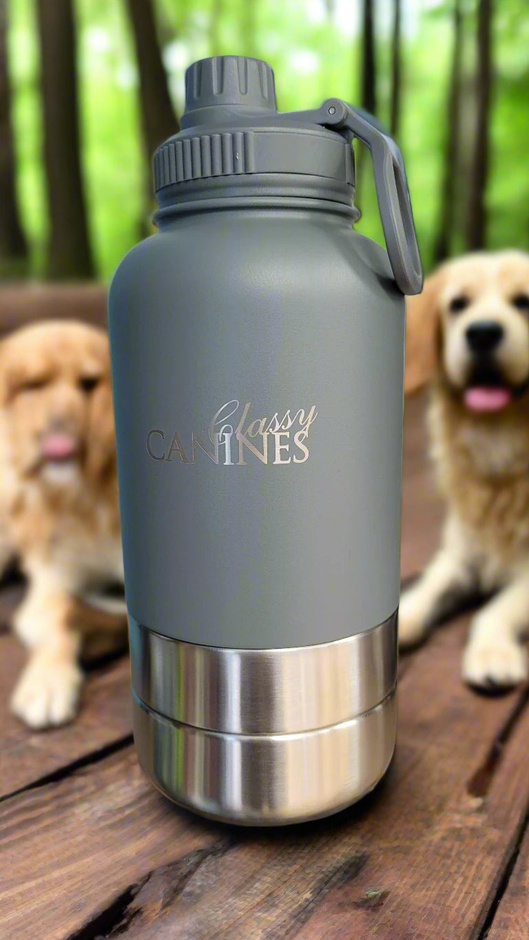 32oz Insulated Stainless Steel Water Bottle with Detachable Dishes, Leak-Proof Lid