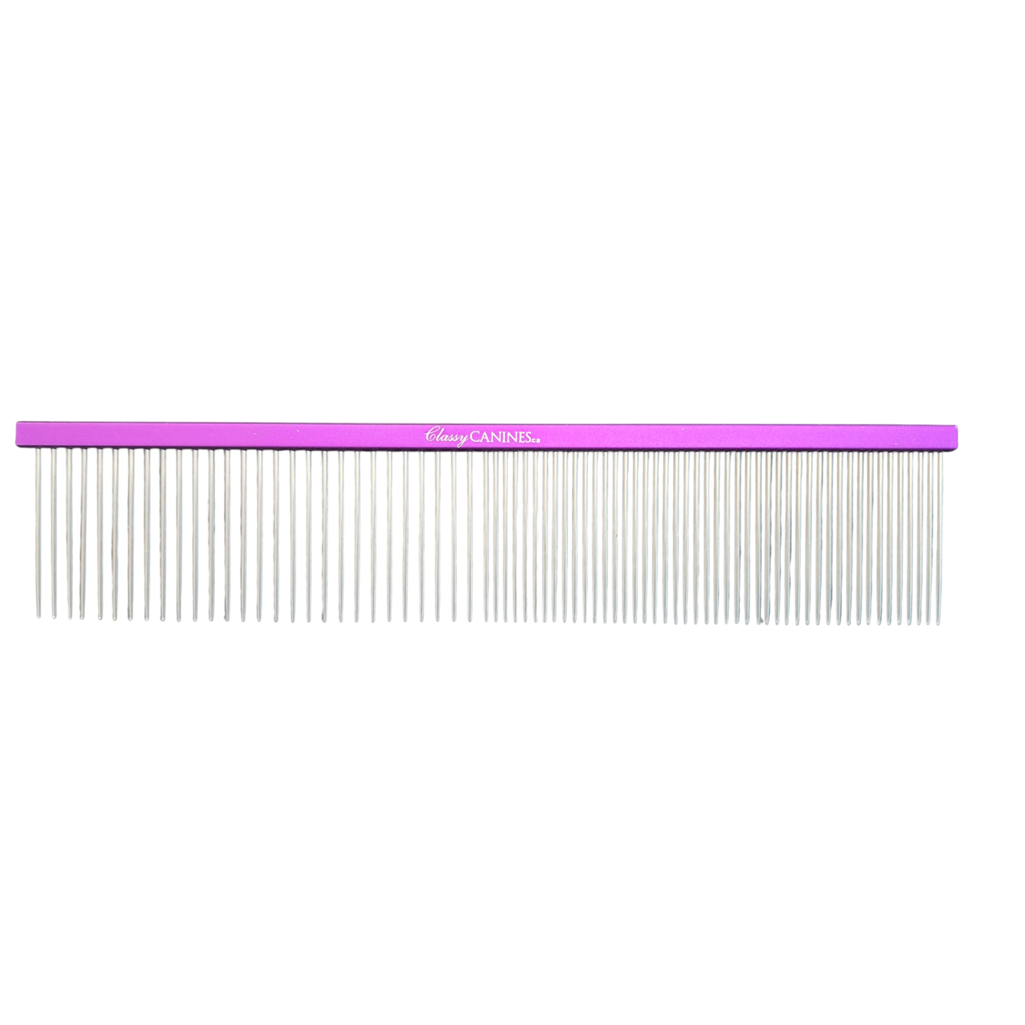 18.5 cm metal dog grooming comb with fine and wider spaced teeth for combing and preparing coats
