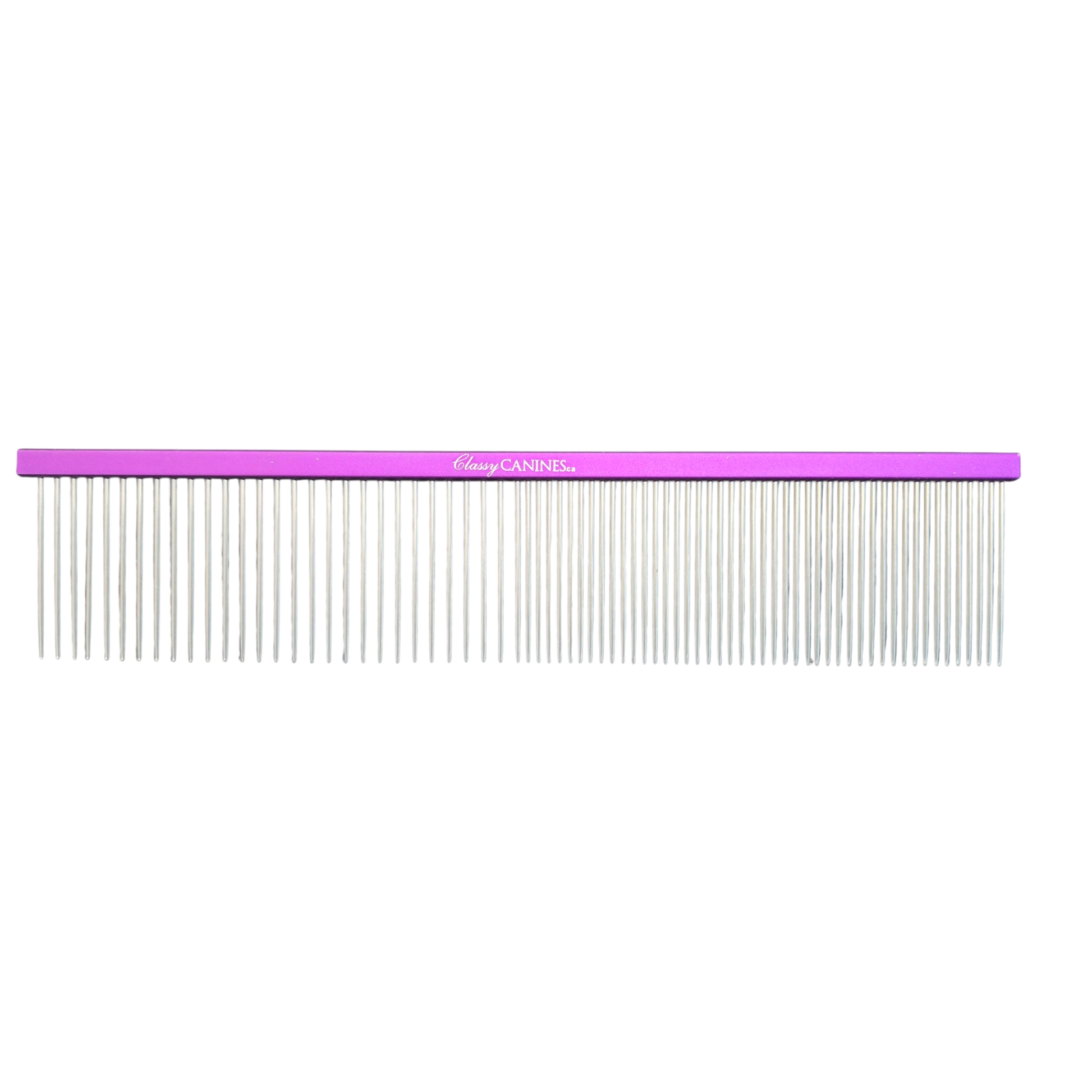 18.5 cm metal dog grooming comb with fine and wider spaced teeth for combing and preparing coats
