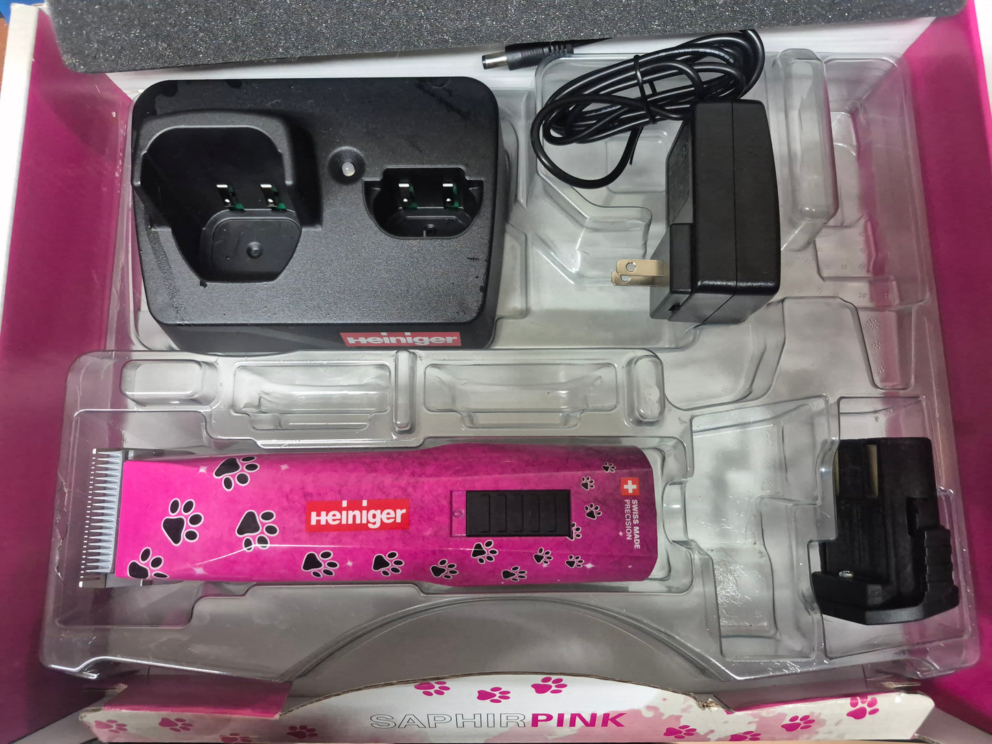 Heiniger Saphir Pink Open Box Cordless Clipper | Pink | Like-New | Classy Canines 3731