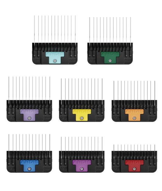 Andis 8-Piece Wide Blade Comb Set – Stainless Steel Grooming Guards for #10W/#30W