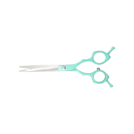 6.5" set of straight ghost pet grooming shear green handle