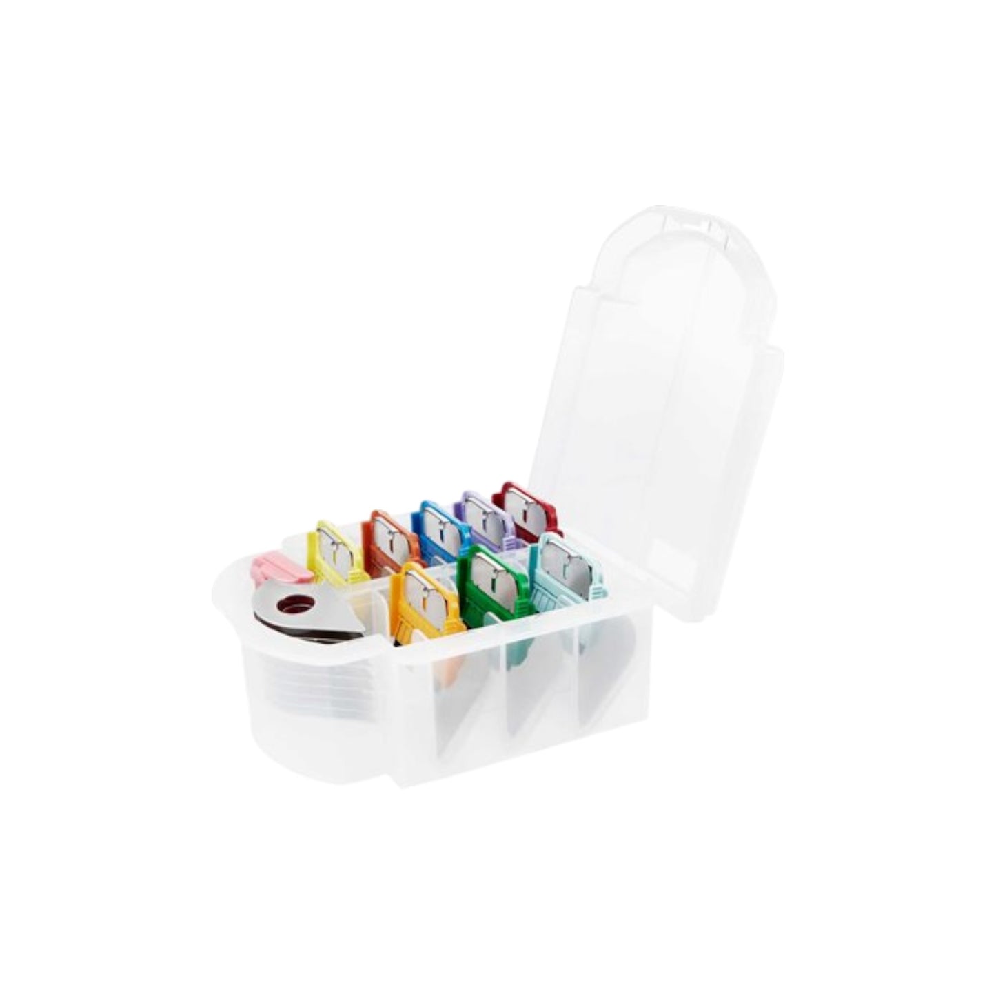 A 9 piece set of Heiniger Standard Guard combs 
