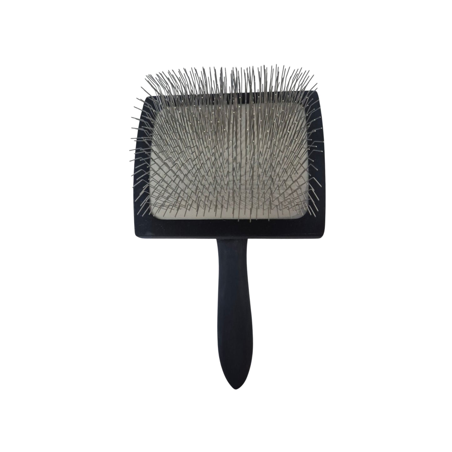 Front view of aa Buttercut 1 inch long pin slicker brush for removing loose hair, undercoat and tangles while grooming thick and dense coats.