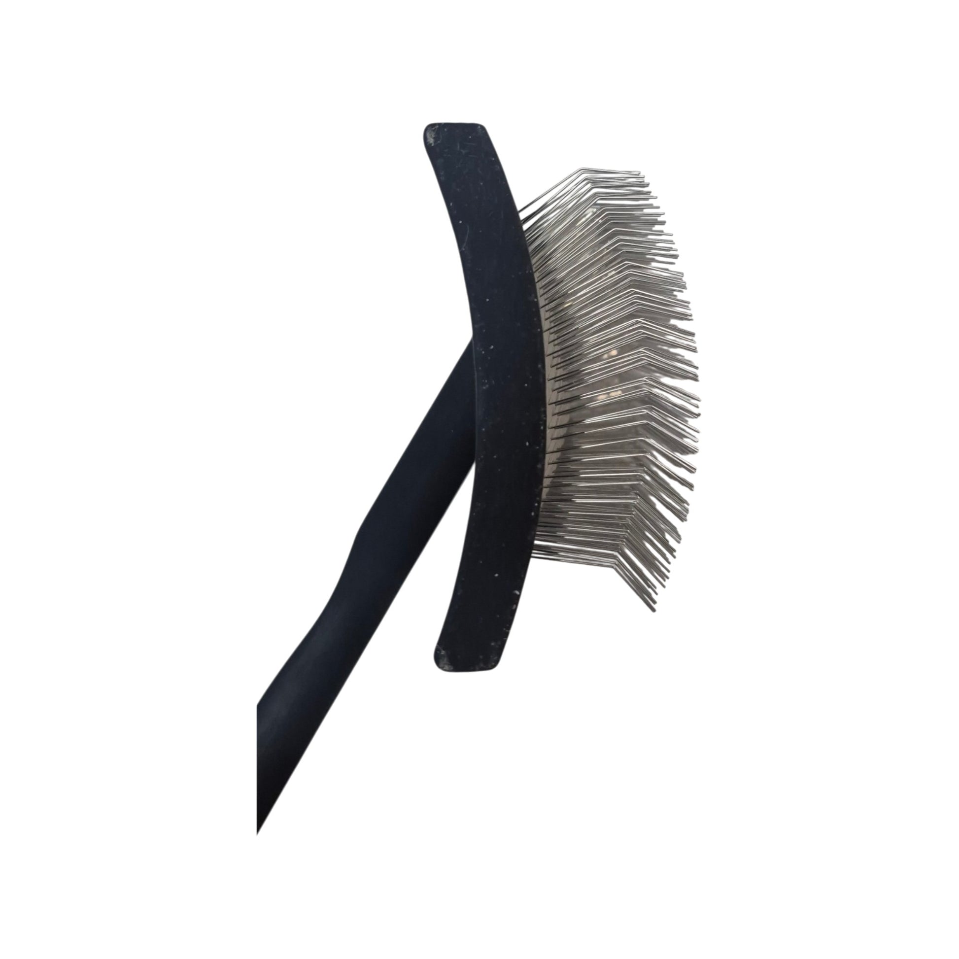 Side view of a Buttercut 1 inch long pin slicker brush for removing loose hair, undercoat and tangles while grooming thick and dense coats.