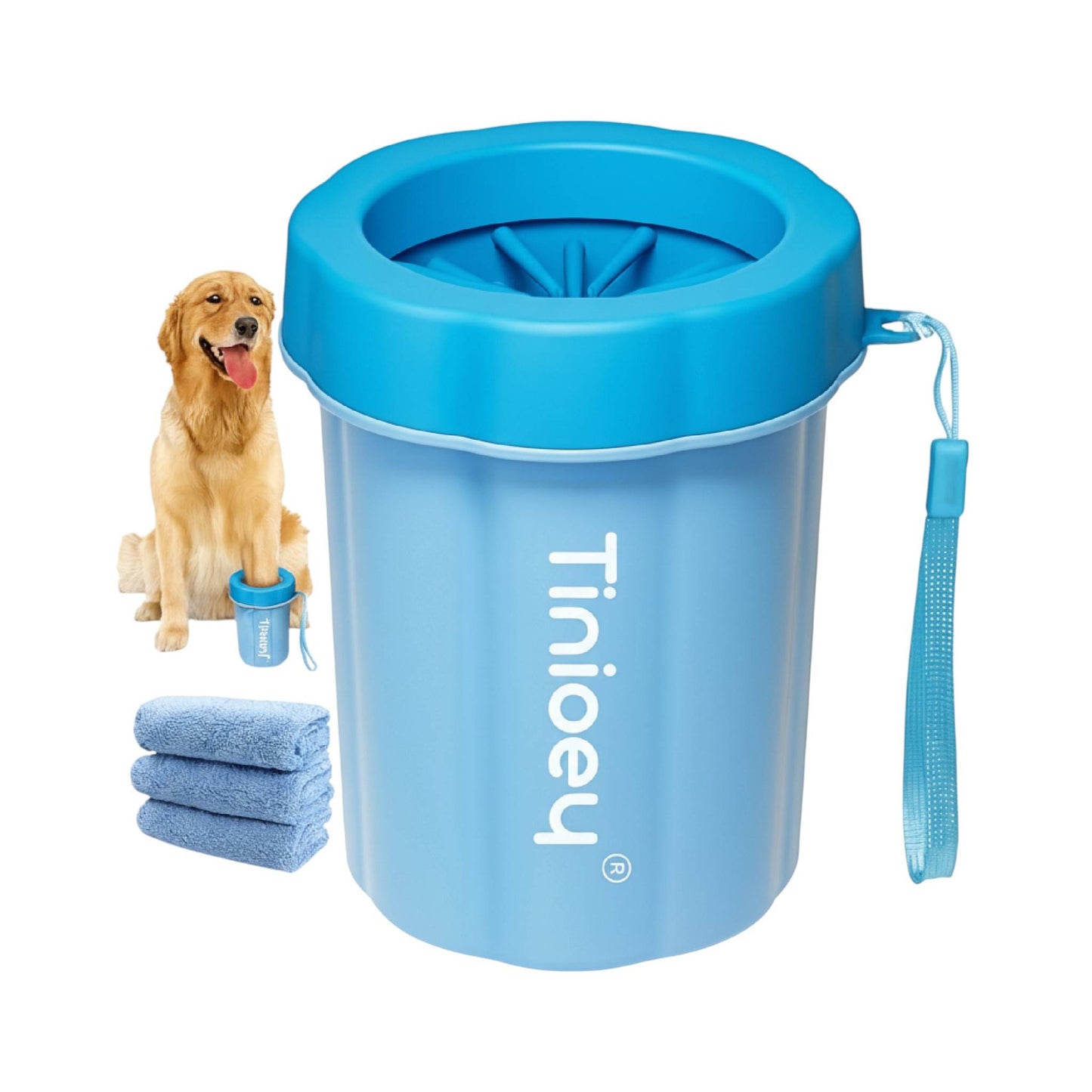 Clean Paws Clean Floors Happy Homes Dog Paw Cleaner with 3 Absorbent Towels for Quick Gentle Cleaning in 3 Sizes