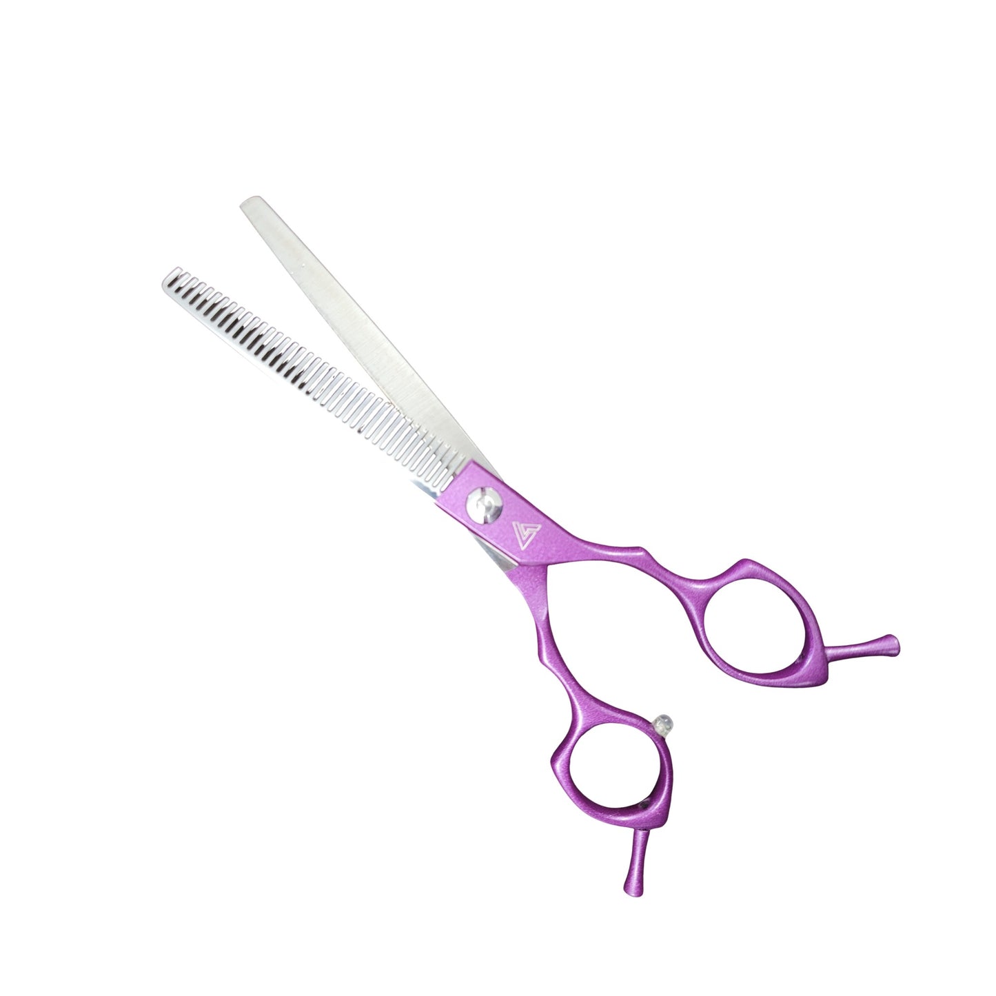 Ghost 6.5 inch professional thinning shears with purple handles for dog grooming
