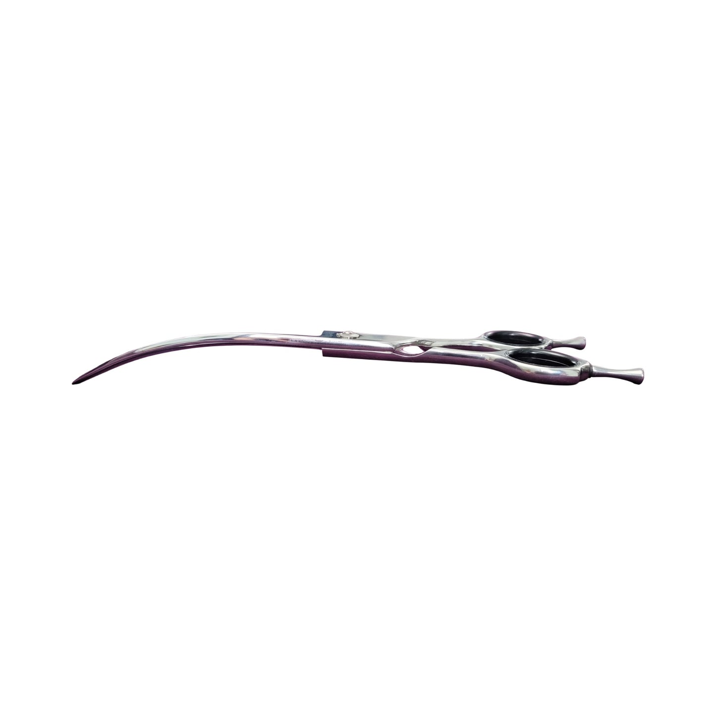 Side view of Ghost 7 inch extreme curved grooming shears showing the pronounced blade curve
