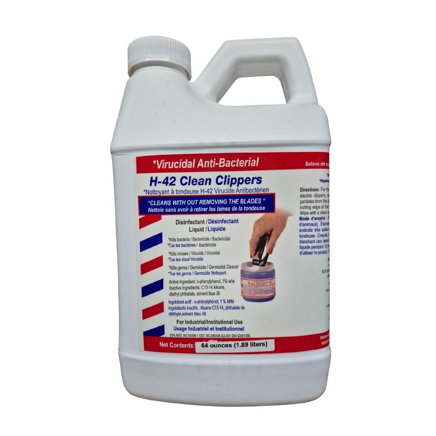 H-42 Clean Clippers Refill – 32 oz, 64 oz & 1 Gallon | Viricidal & Antibacterial Clipper Blade Cleaner by Hampton Manufacturing