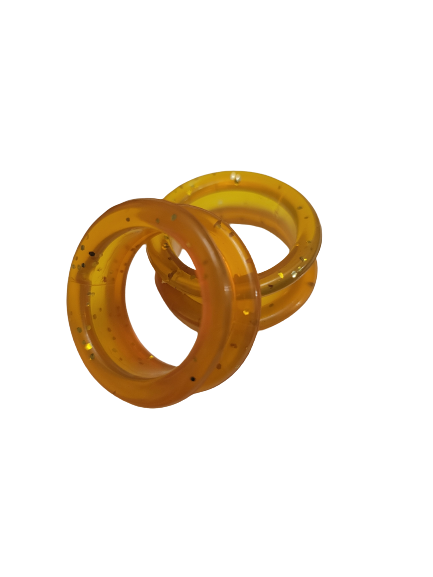 Orange scissor finger ring inserts for professional grooming and hairdressing shears