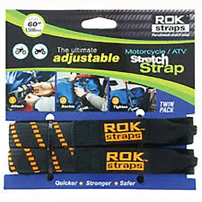 ROK Straps 60" Motorcycle & ATV Adjustable Stretch Strap — Heavy Duty Cargo Tie Down